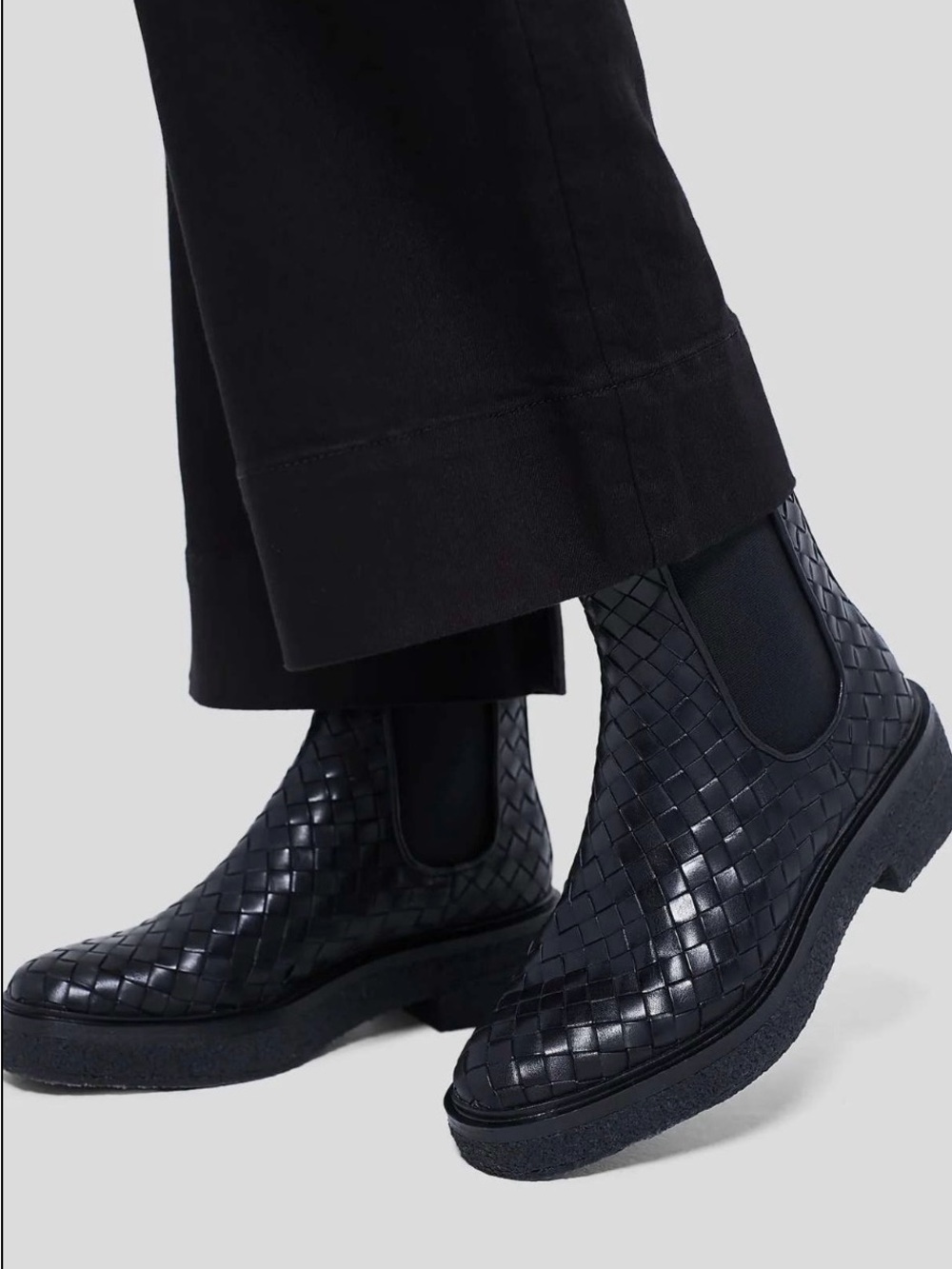 Loeffler Randall Black Woven Platform Chelsea Boots size 9 New - Picture 2 of 11